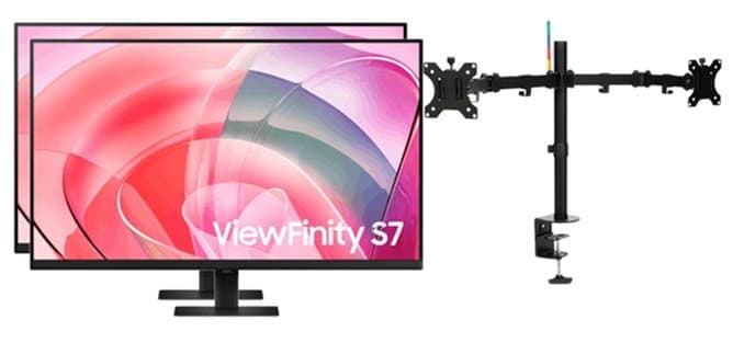 SAMSUNG 2x SAMSUNG S7 S70D 32" (16:9) UHD VA MONITOR, 60HZ + BONUS DUAL MONTIOR ARM LS32D700EAEXXY-ARM