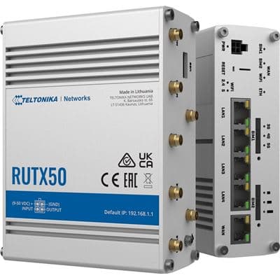 Teltonika Teltonika RUTX50 Dual SIM Cellular 4G/LTE/5G Gigabit Wi-Fi Broadband Router with I/O and GPS RUTX50