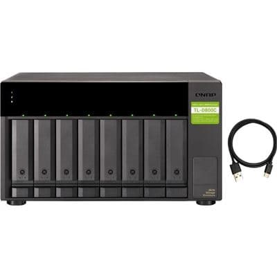 QNAP QNAP TL-D800C 8-bay desktop USB-C 3.1 Gen2 10Gbps JBOD expansion unit  with a 1-meter USB-C to USB-A 3.1 Gen2 cable. TL-D800C