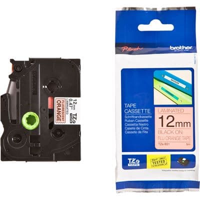 BROTHER BROTHER TZEB31 : Laminated tape black on orange 1812496