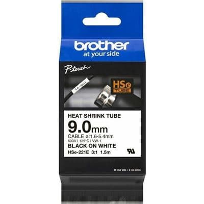 BROTHER BROTHER HSE221E 9.0MM B ON W HEAT SHRINK TAPE 5610416