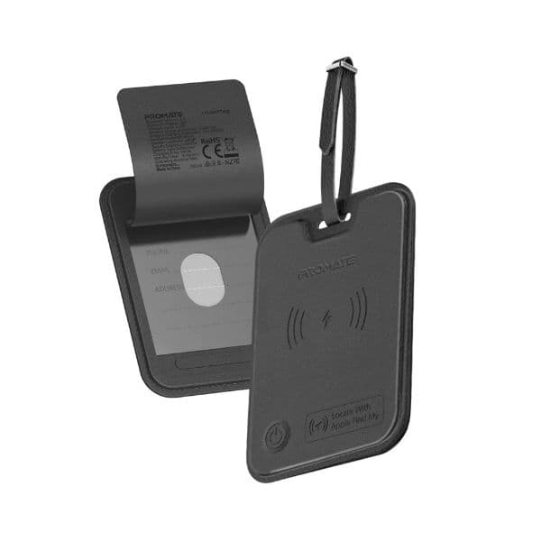 PROMATE Anti-Loss Slim Leather Luggage Tag With Smart Trackin Wireless Rechargeable Battery HUSHTAG