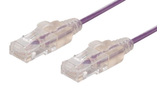 Dynamix 0.25m Cat6A 10G Purple UTP LSZH Patch Lead 30AWG 802.3af Unshielded Plug. PLSP-C6-0-25