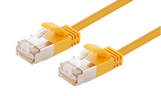 Dynamix DYNAMIX 2m Cat6A S/FTP Yellow Ultra-Slim Shielded 10G Patch Lead PLSSY-C6A-2