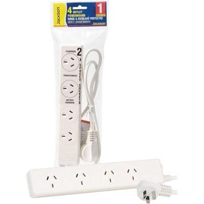 Jackson JACKSON 4-Way Powerboard Surge Protected, 2x ports are double PT2929S