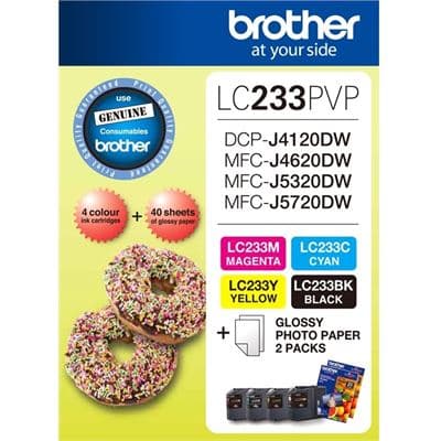 Brother Brother LC233PVP Combo Pack with 40 Sheets of 6x4 Photo Paper LC233PVP