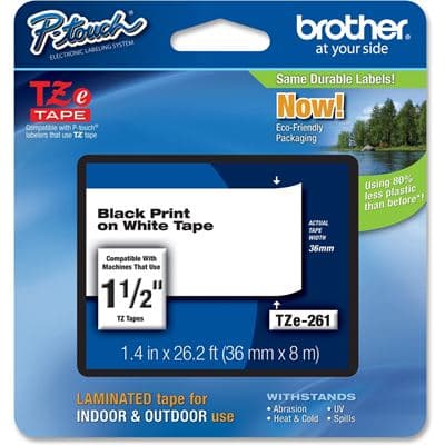 Brother Brother TZe-261 36mm x 8m Black on White Tape TZE261