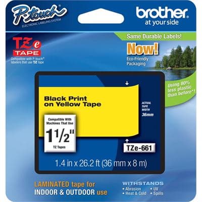 Brother Brother TZe-661 36mm x 8m Black on Yellow Tape TZE661