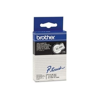 Brother Brother TC-201 12mm x 8m Black on White Label Tape TC201