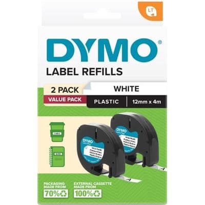 Dymo Dymo LetraTag PlasTape Wht Pk2 DY2191235